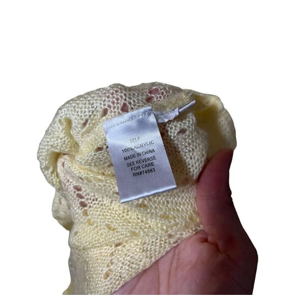 Honey & T Yellow Knit Bell Tie Sleeve Sweater Size Large - Picture 7 of 10